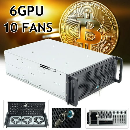 6 GPU 4U Bitcoin Air Mining Server Coin Miner Machine Fan Risers Frame Case Ethereum ETH With Lock for ETH BTC ZEC
