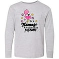 thumbnail image 3 of Inktastic Be a Flamingo in a Flock of Pigeons with Flowers Long Sleeve Youth T-Shirt, 3 of 5