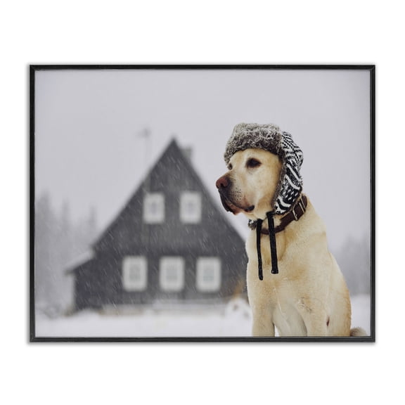 Stupell Industries Rustic Lodge Nordic Vibes Golden Retriever Dog Black Framed Giclee Art, 14 x 11, by In House