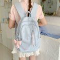 thumbnail image 6 of Nylon School Backpack, Lightweight Backpack with Bow Pendant, Spacious Trendy Backpack for Travel College Work (Sky Blue), 6 of 9