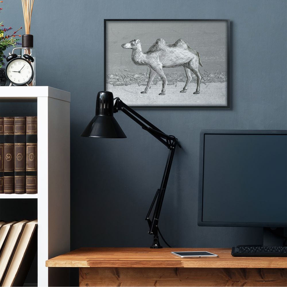Desert Camel Animal Gray Design XXL Framed Giclee Texturized Art by Ziwei Li