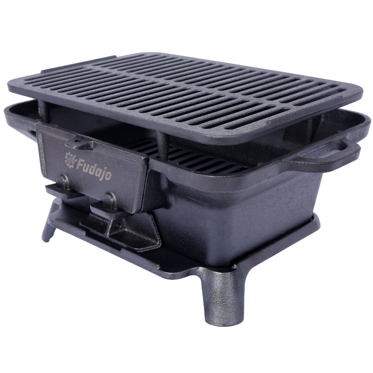 Cast Iron Hibachi Grill – Portable Charcoal BBQ for Outdoor Cooking, Durable Tabletop Skillet, Compact Camping Charcoal Cooker for Tailgating, Picnics & Hunting