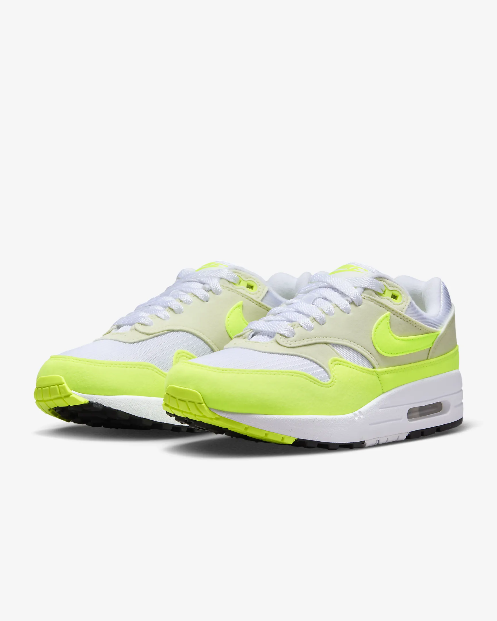 Nike Air Max 1 Women's White/Sea Glass/Black/Volt DZ2628 100 Sneakers 9M