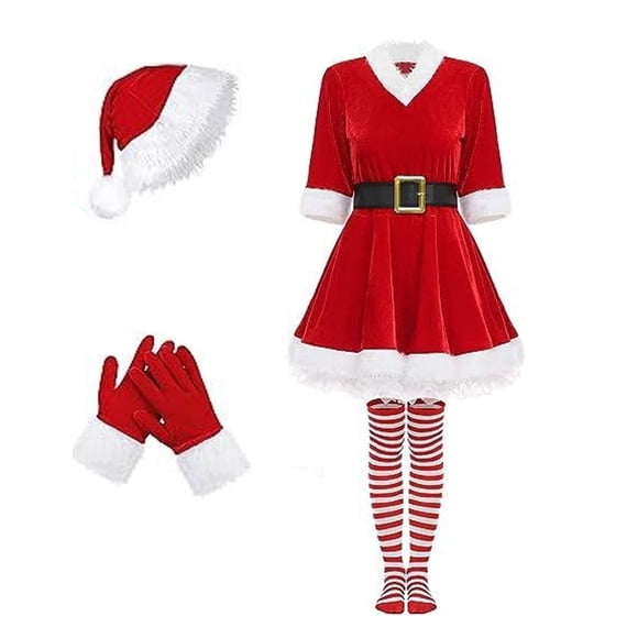Women's Christmas Festive Holiday Party Outfit For Adults Santa Performance Dress For Xmas Celebrations And Events Mens Pants Grey Adults Punk Gothic Clothing Hood Brown Dress Green Small Altar S Red