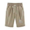 thumbnail image 4 of Blmnix Long Shorts Women Shorts Linen Shorts Pleated Short Beige High Loose Womens Shorts Casual,L, 4 of 5