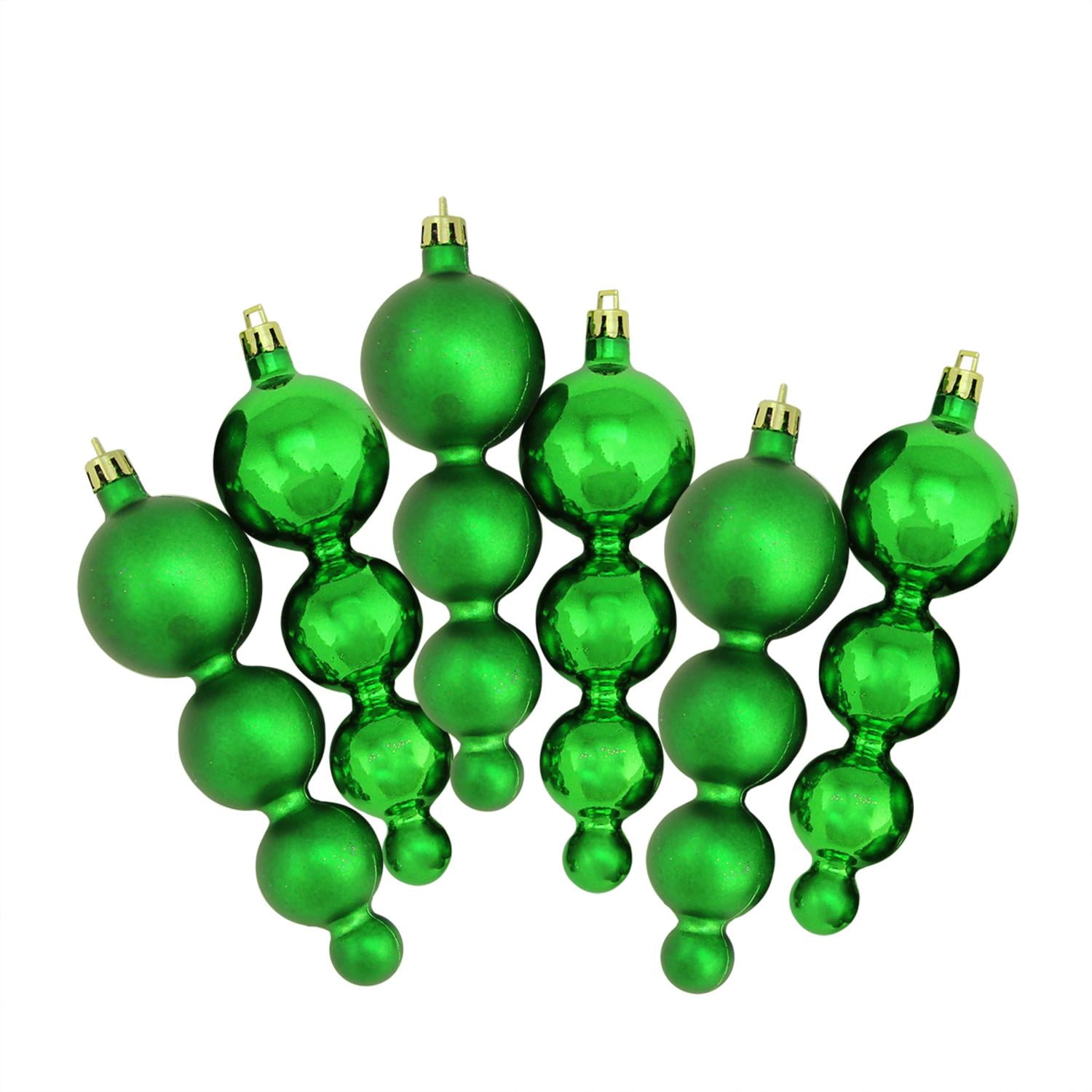 Northlight 12 Shiny Matte Xmas Green Finial Shatterproof Christmas Ornaments 6/"