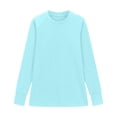 thumbnail image 6 of Resicozy Thumb Holes Long Sleeve Shirts for Girls Casual Trendy Crewneck Hem Loose Solid Color Tunic Tops Light Blue 140, 6 of 7