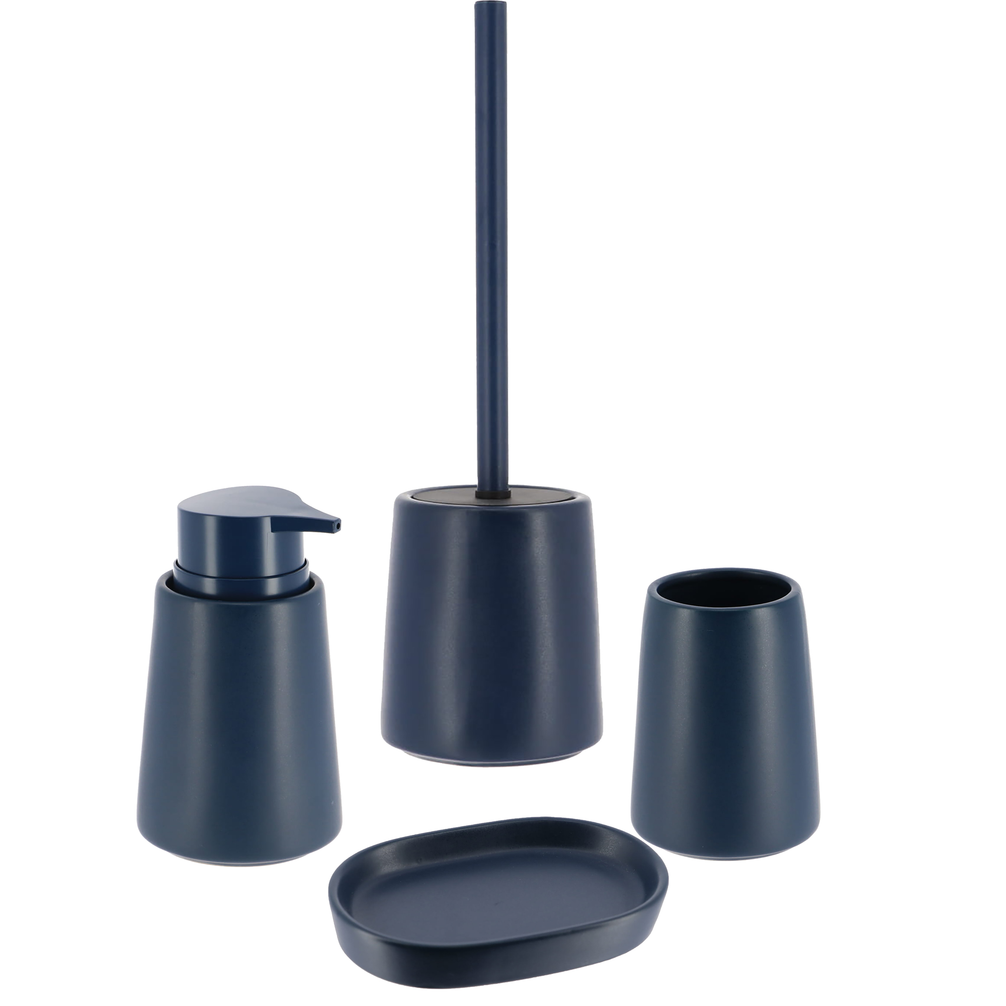 Navy Blue Bathroom Accessory Set 4 Pieces Sleek & Practical