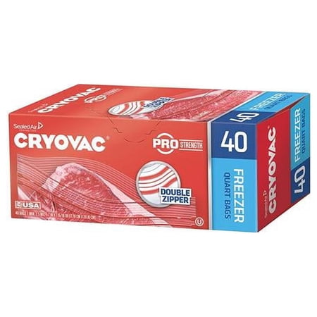 Cryovac One Quart Freezer Bag Dual Zipper, 1 Qt, 2.5 Mil, 7 X 7.94, Clear, 360/carton