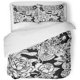 thumbnail image 1 of ABPHQTO Juego de ropa de cama de 3 piezas Flor victoriana Negro Blanco Resumen Hermoso ramo botánico Dibujo lindo Funda nórdica dibujada con 2 fundas de almohada, 1 of 1