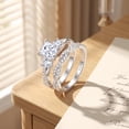 thumbnail image 6 of SFTING Wedding Rings for Women 925 Sterling Silver 5A CZ Engagement Rings for Women Three Stones Princess Cut Anniversary Size 7, 6 of 8