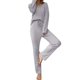 thumbnail image 1 of Gibobby Conjunto de sudadera para mujer Conjunto de pijama de pantalón largo con cinturón y top de punto para el de color liso para mujer(GY1,M), 1 of 5