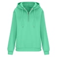 thumbnail image 3 of KIHOUT Spring Winter Womens Tops Long Sleeved Solid Color Loose Zippered V-neck Loose Hoodie Pullover, 3 of 5