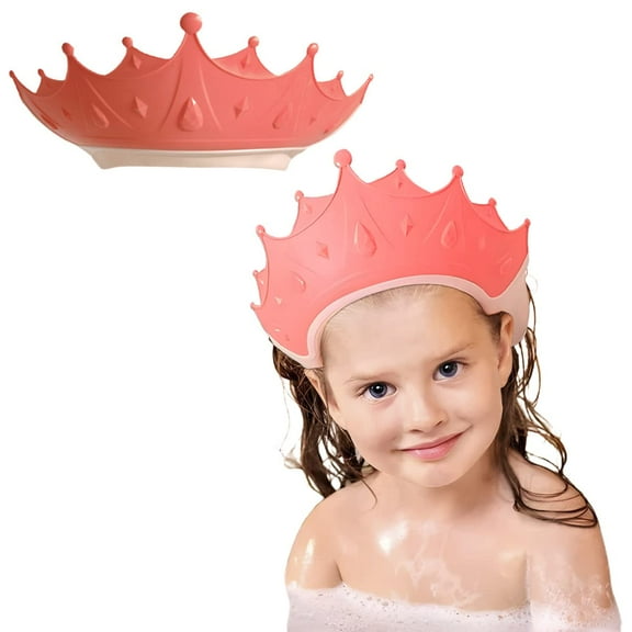 Baby Shower Cap Shield, Shower Cap for Kids, Visor Hat for Eye and Ear Protection for 0-9 Years Old Children, Baby Hair Washing Guard, Baby Bath Hat Cute Crown Shape Makes the Baby Bath