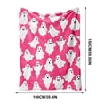 thumbnail image 3 of LOWLHOME Halloween Throw Blanket Pink Ghosts Spooky Throw Blankets, Warm Cozy Lightweight Flannel Blanket, Bedroom Living Rooms Couch Decorations, Pink, 1 Count, 59*39 in, 3 of 4