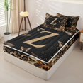 thumbnail image 2 of Catabedysis Personalized Letter Gifts Zipper Twin Comforter Sets with Fitted Sheet and 2 Pillowcases,Classic Cheetah Alphabet Z Zipper Bedding Set For Girls,Black Reversible,4 Pieces, 2 of 7
