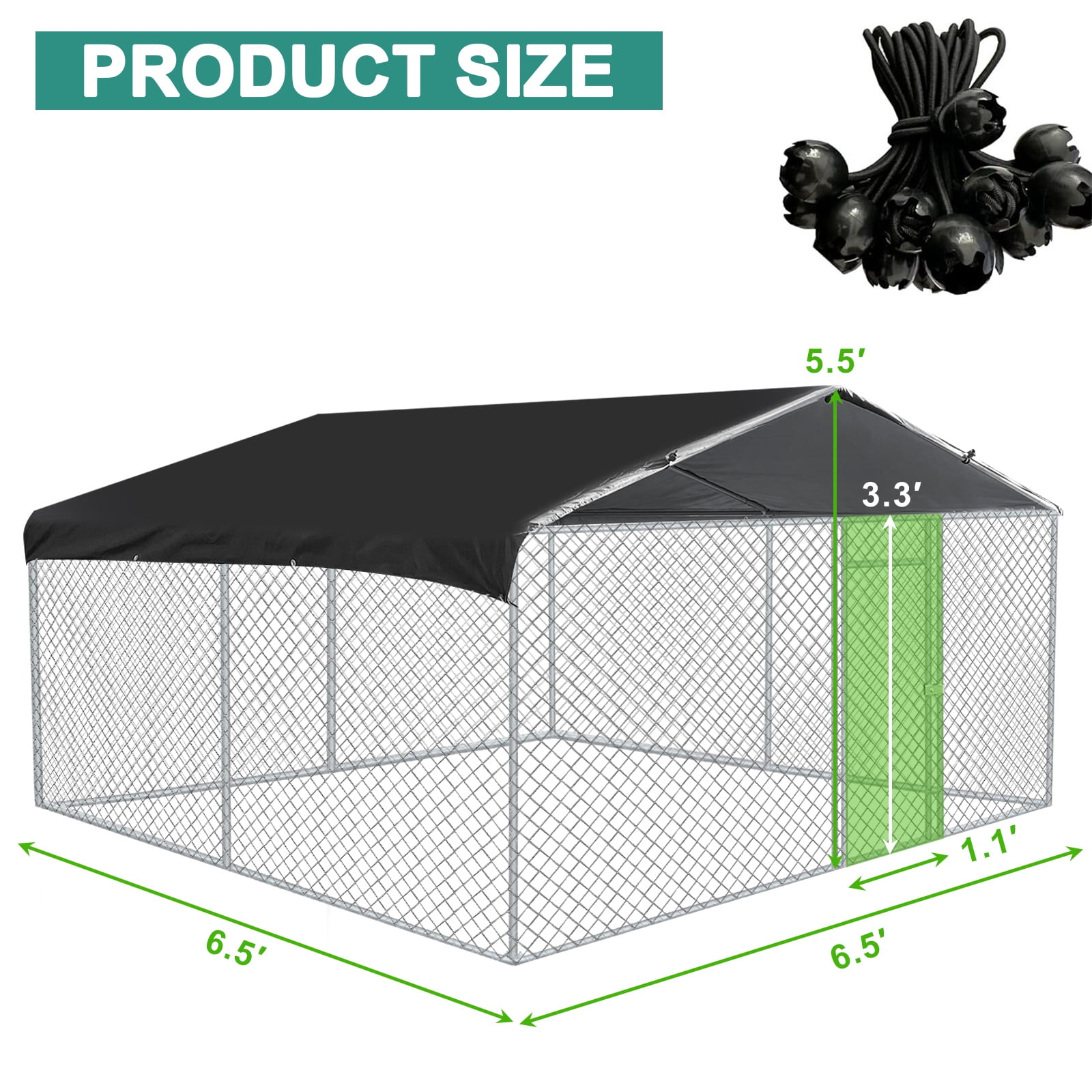 Caulitar 10 x 10FT Large Outdoor Dog Run Kennel, Heavy Duty Dog Pets Cage Galvanized Steel Dog Fence Dog Enclosure Playpen with Waterproof Cover