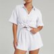 thumbnail image 3 of Conjuntos de 2 piezas para mujer: camisa de manga larga con botones y pantalones cortos, pijamas, chándal informal, tallas S-L, 3 of 8