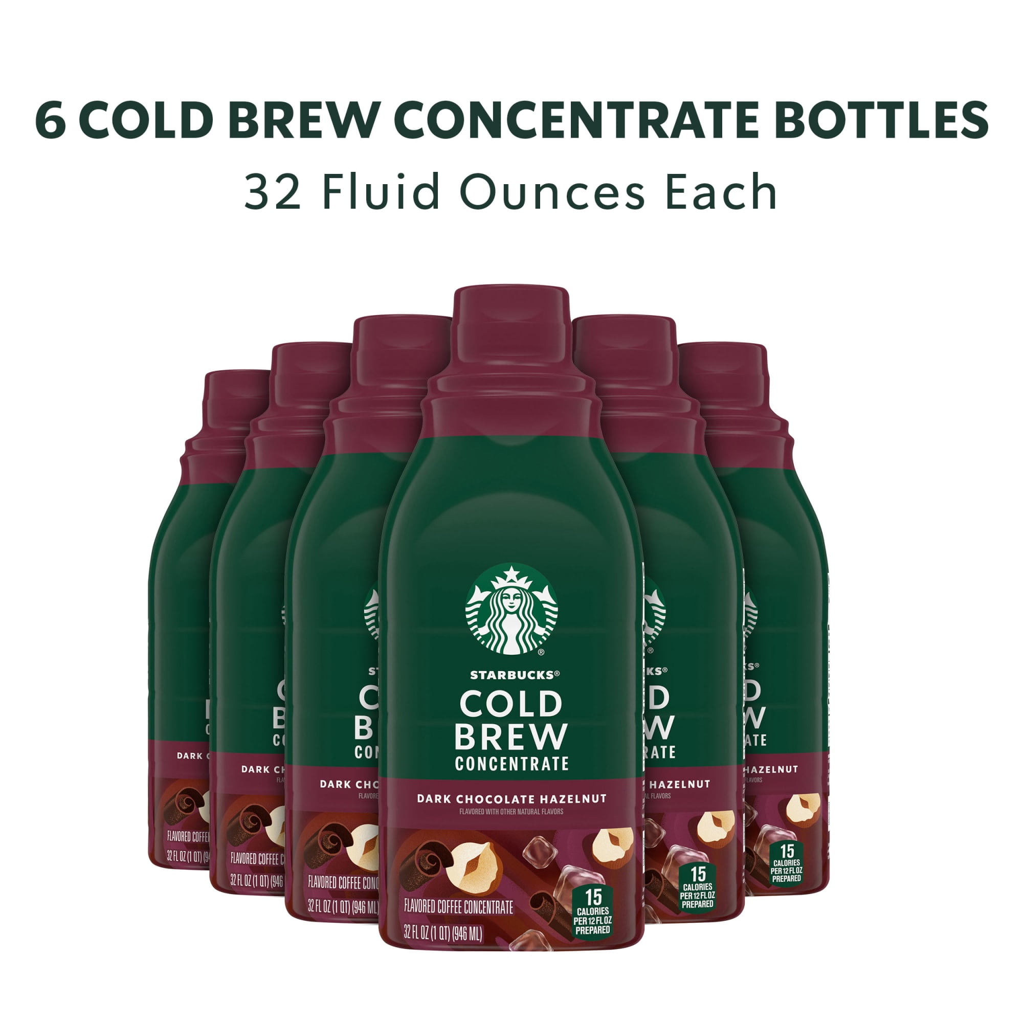 (6 pack) Starbucks  Dark Chocolate Hazelnut, Cold Brew Coffee Concentrate, Iced Coffee, 32 fl oz
