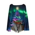 thumbnail image 4 of yardsong Xmas Trees Graphic Long Sleeve Pullover for Women - Boat Neck Imitation Ugly Christmas Sweater Holiday Tops Multicolor,XXL, 4 of 5