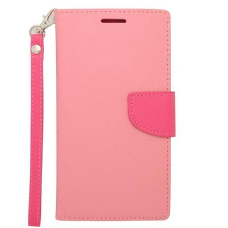 Insten Wallet Leather Case with Card Slot & Lanyard For Motorola Google Nexus 6 - Pink/Hot