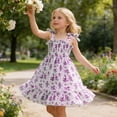 thumbnail image 2 of REDARER Floral Print Smocked Cami Dress, Bow Tie Straps Ruffle Hem Summer Party Outfit for Toddler Girls,4-5 Years, 2 of 7