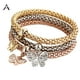thumbnail image 1 of Xihbxyly Pulseras Multicapa - 3 Pulseras de Cadena de Maíz de Oro, Plata y Oro Rosa para Mujer, Pulsera Elástica con Forma de Corazón, 1 of 4