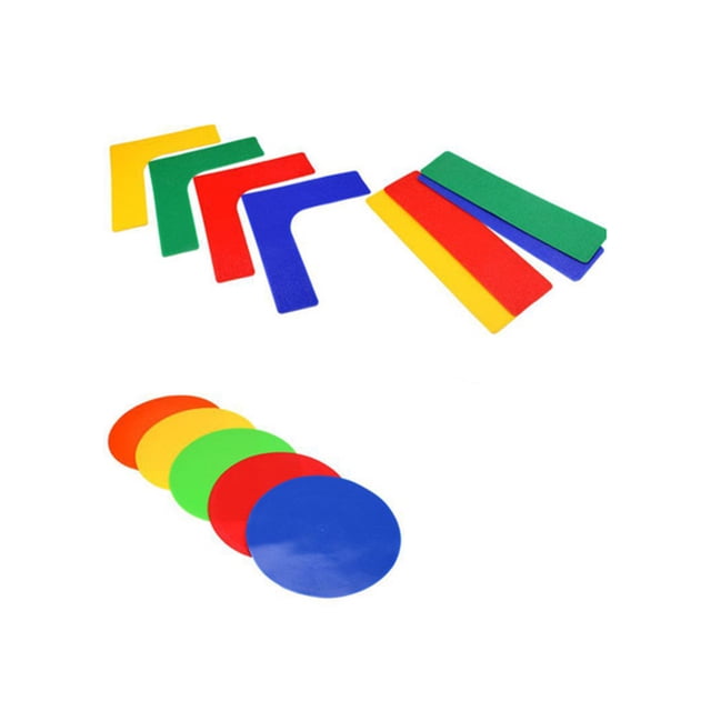 13 Pcs Anti-skid Tennis Ground Court Marker Line PVC Sticker Logo Basketball Football Badminton Court Line Ground Signal Label (5 Colors Round Pad, 4 Colors Line and 4 Colors Corner Style)