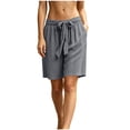 thumbnail image 2 of Cagogo Women's Drawstring Loose Shorts Summer Casual Flowy Beach Shorts Elastic Waist Comfy Lounge Trousers Fashion Beachwear Clothes, Gray M, 2 of 5