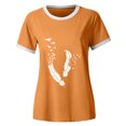 thumbnail image 4 of Pompotops Femmes Mode Décontractée Imprimé Col Rond Ample Manches Courtes T-shirt Haut Blouse Chandail Liquidation, 4 of 4