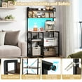 thumbnail image 6 of Gymax Hutch Bakers Rack w/LED Light 2 Anti-toppling Kits Charging Station for Kitchen Rustic Brown, 6 of 10