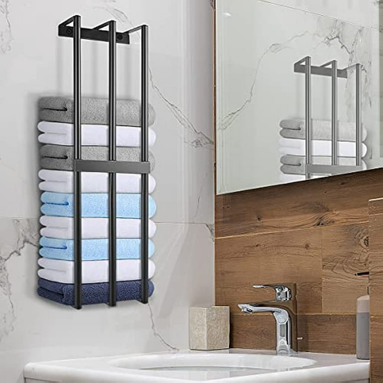 Wall Mounted Towel Rack Bathroom Towel Storage Metal Towel Holder