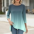 thumbnail image 2 of ABATAB Womens Tops Comfortable Round Neck T Shirts 3/4 Length Sleeve Trendy Printed Dressy Tees Soft Tunic Blouses for Leggings(Small,Green 6), 2 of 6