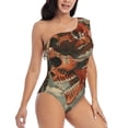 thumbnail image 3 of Sikiie Gigantic Skull In Clouds Print Women One Piece Swimsuits Tummy Control One Shoulder Bathing Suits Ruffle Swimwear, From S to XXL-X-Large, 3 of 6
