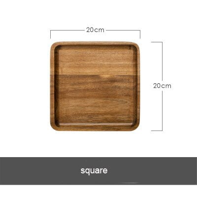 

Acacia Square Plate Breakfast Bread Plate Saucer Tea Tray Dessert Dinner Plate Tableware Whole Wood Fruit Dishes
