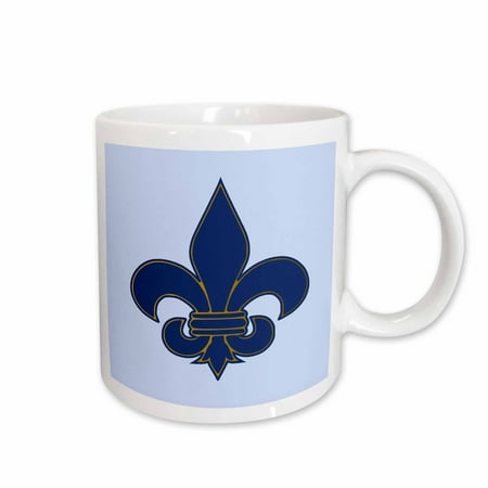 

3dRose Large Navy Blue and Gold Fleur de lis Christian Saints Symbol Ceramic Mug 11-ounce