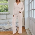 thumbnail image 4 of SUNBS Lounge Sets for Women 2 Piece Casual Outfits Long Sleeve Henley Top Wide Leg Pants Tracksuit with Pockets, 4 of 9