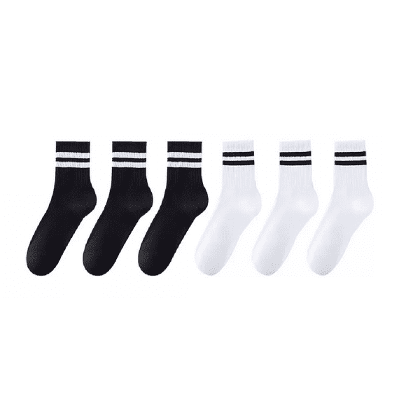 Calcetas Mujer Hombre Algodón Calcetines Deportivo 6 Pares 3 Negro 3 Blanco 22.5MX-27MX