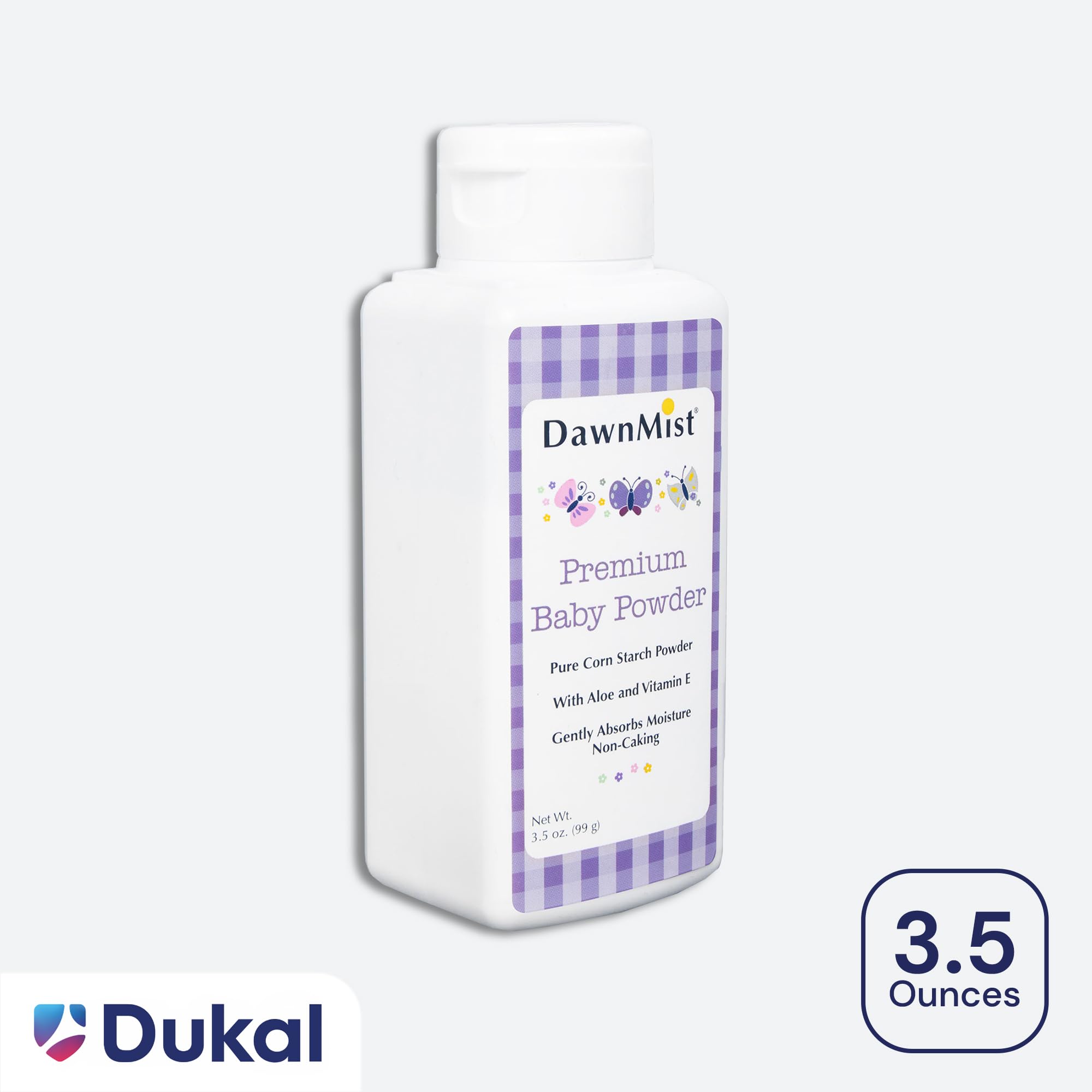Dukal DawnMist Premium Baby Powder, 3.5 oz Bottles – Talc-Free Formula, Gentle & Soothing for Delicate Skin – Full Case Pack of 48
