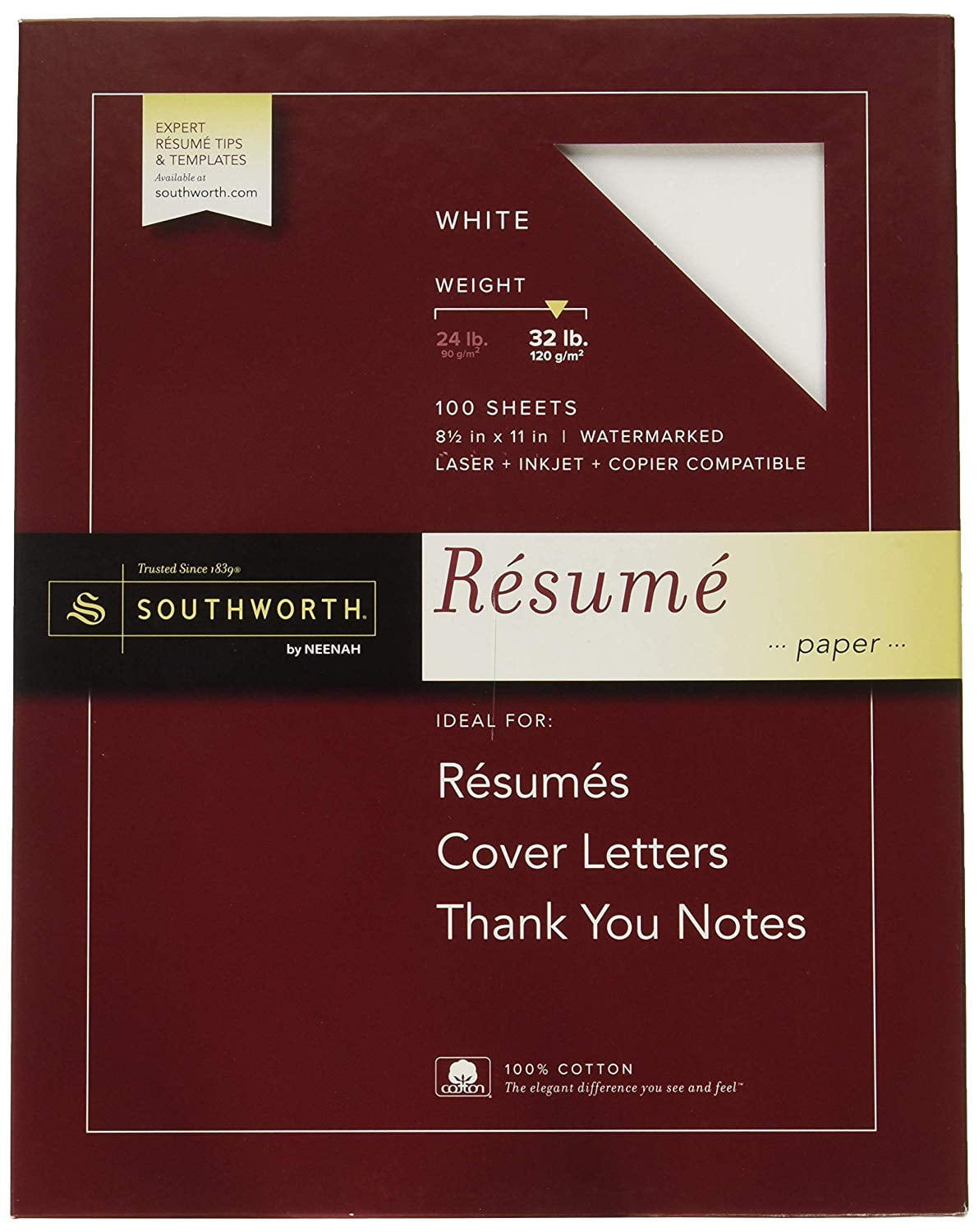 20% Cotton Résumé Paper, 20.20” x 20", 20 lb, Wove Finish, White Within Southworth Business Card Template