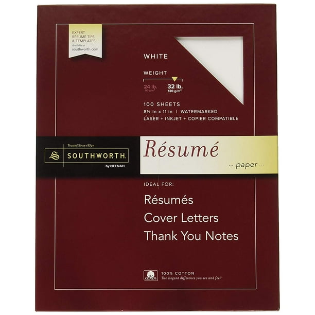 100 Cotton Resume Paper 8 5 X 11 32 Lb Wove Finish White 100 Sheets Rd18cf 32 Lb Resume Paper For A Professional First Impressions By Southworth Usa Walmart Com Walmart Com 100 Cotton Resume Paper 8 5 X 11 32 Lb Wove Finish White 100 Sheets Rd18cf 32 Lb Resume Paper For A Professional First Impressions By Southworth Usa Walmart Com Walmart Com