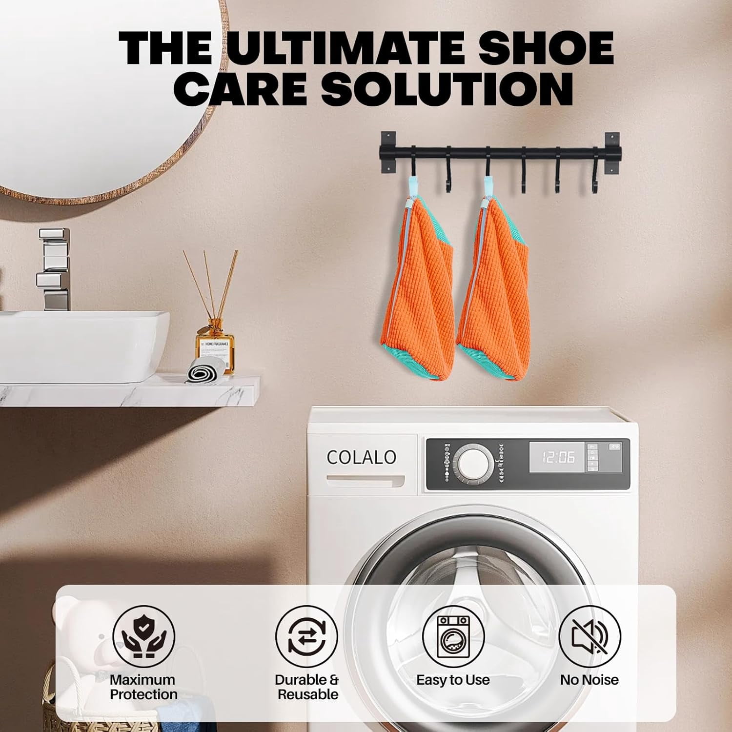 Shoe Washing Machine Bag: Laundry Shoe Bag for Washer and Dryer - 2pc Reusable Shoe Cleaning Bag for Sneaker Tennis Shoes Unstain Cleaner Kit(2 Pcs) Orange 2pcs