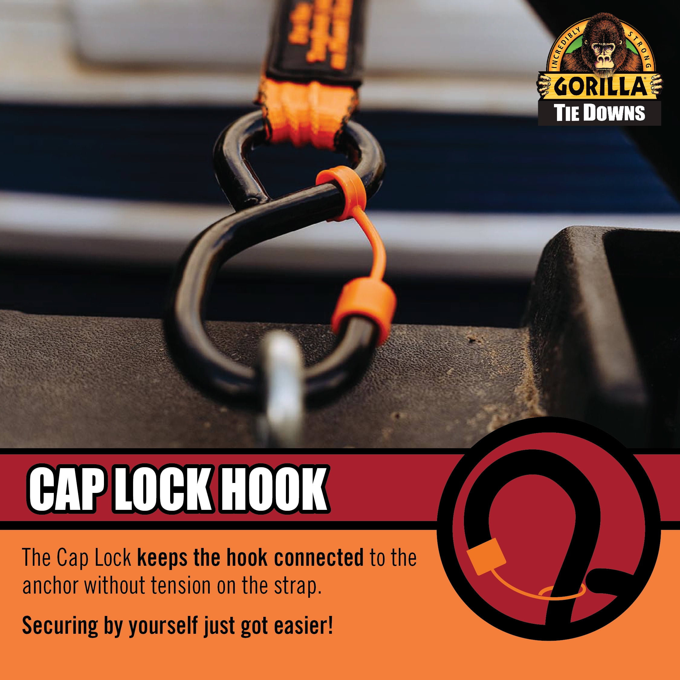 Gorilla 2 Pk 1.5" X 14' Ratchet Strap W/ Orange Gorilla Grip Handle W/ Cap Locks W/ Floating "D" Rings (Orange Webbing)