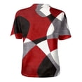 thumbnail image 6 of Abstract Geometric Print Henley Blouse for Women - Short Sleeve V-Neck Button Down Tunic, Casual Loose Fit Summer Top Wine XXL, 6 of 9