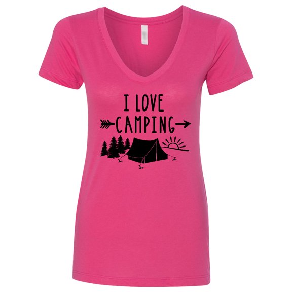 Inktastic I Love Camping Tent and Trees Women's V-Neck T-Shirt