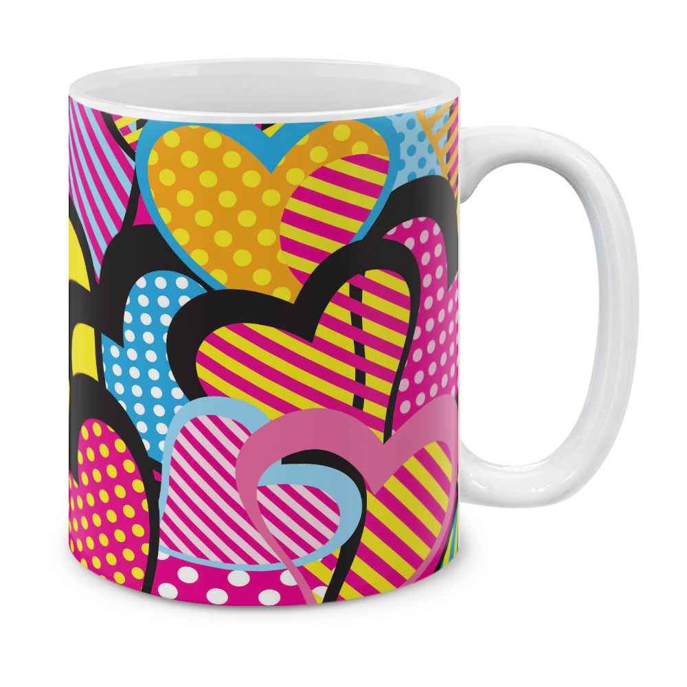 Aesthetic Hypnotic Brown Hearts Coffee Mug by Simple Decor - 11 oz