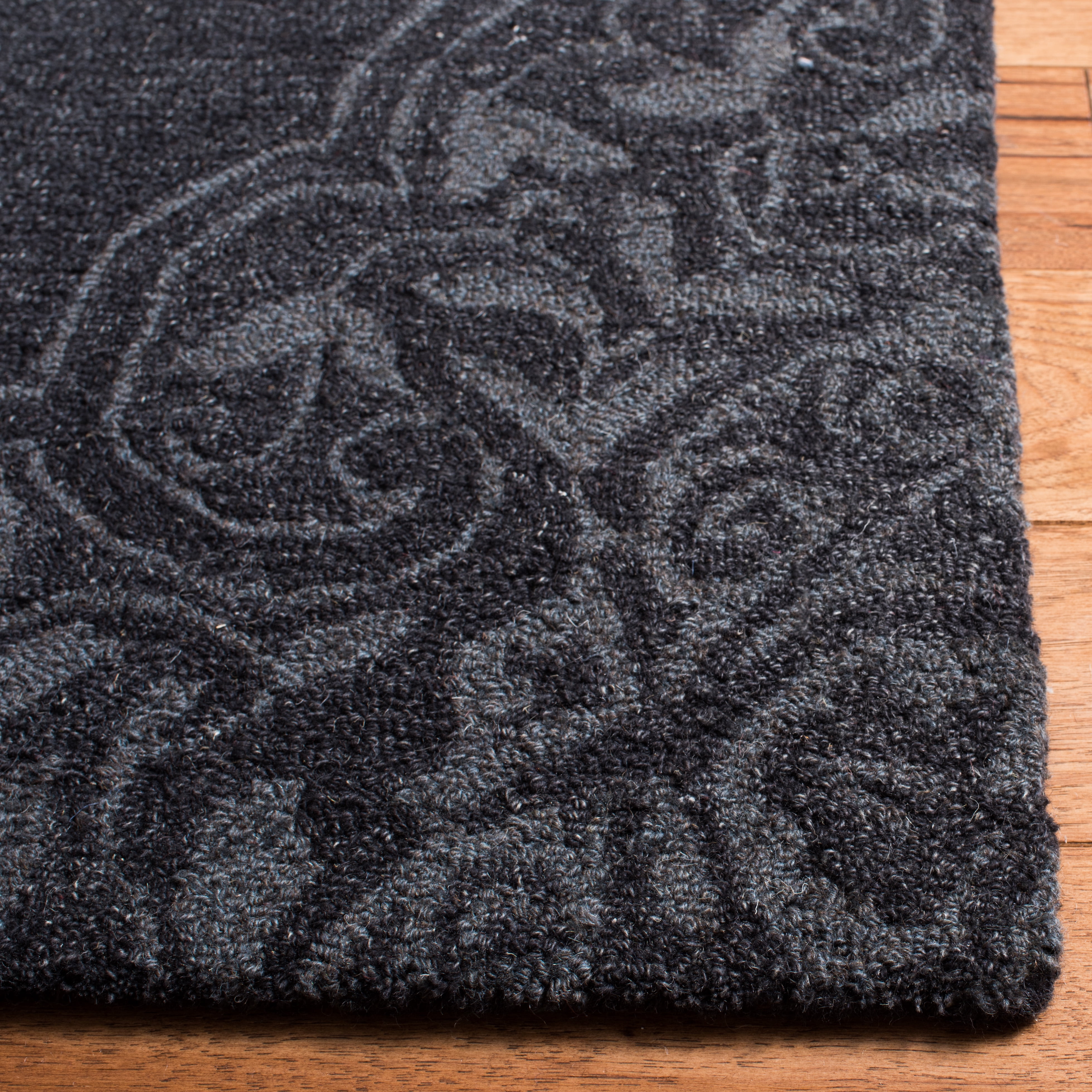 SAFAVIEH Micro-Loop Mira Geometric Wool Area Rug, Charcoal, 4' x 6'