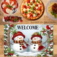 thumbnail image 2 of JOOCAR Welcome Snowmen Christmas Holiday Scene Linen Table Mats Set of 4 for Home Kitchen Table Decor 12x18 inch, 2 of 5