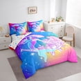 thumbnail image 3 of Homewish Ocean Mermaid 7-Piece Queen Bedding Set - Princess Gradient Flowers, 3 of 8