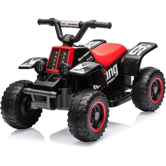 Garvee Adventure Awaits! 12V Kids ATV Electric Ride On Car – Battery-Powered Fun with LED Lights, Music, High/Low Speed, and Treaded Tires for Boys & Girls Aged 3-6,Black